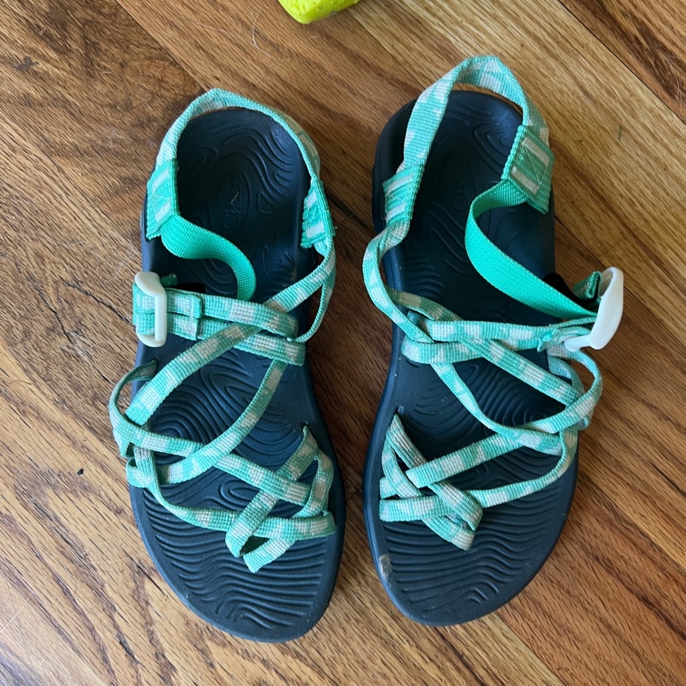Chaco Green and Black Sandals